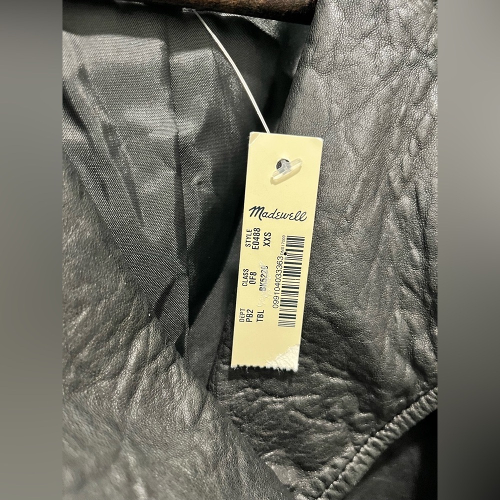 Madewell The Washed Leather Motorcycle Jacket in true black buttery soft XXS NEW - Picture 15 of 17
